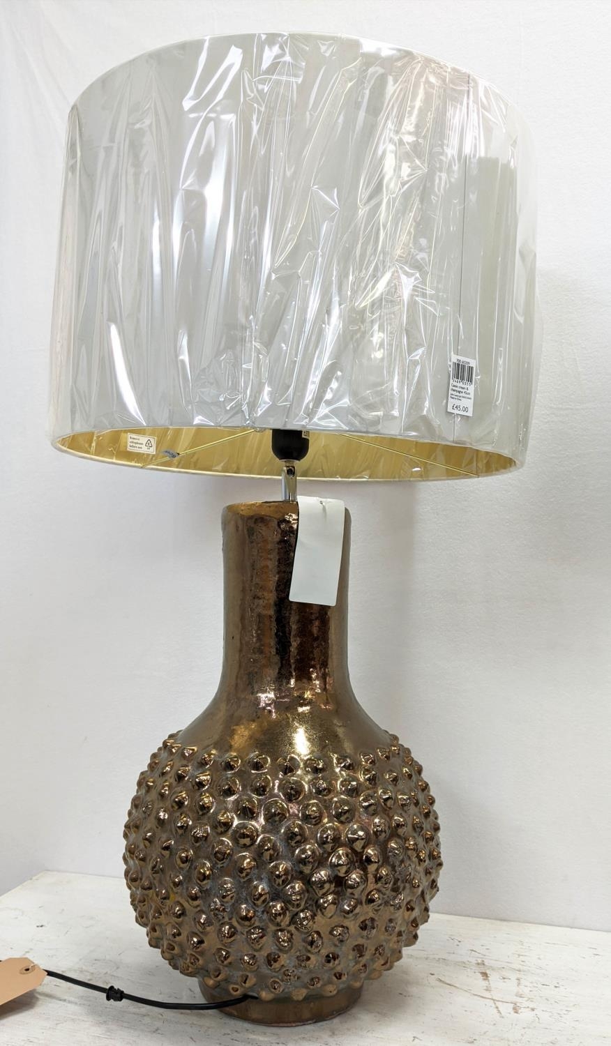 COACH HOUSE TABLE LAMPS, a pair, 79cm H silver glazed ceramic, with shades. (2) - Image 2 of 4