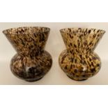 VASES, a pair, 35cm x 28cm, Murano style glass. (2)