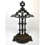 STICK STAND, Victorian gothic revival cast iron, 67cm H.