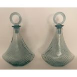 DECANTERS, a pair, 40cm x 25cm, Murano style glass. (2)