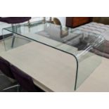 LOW TABLE, 130cm x 70cm x 39cm, single piece glass design.