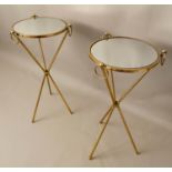 SIDE TABLES, a pair, 1960's French style tripod design, 77cm x 39cm diam. (2)