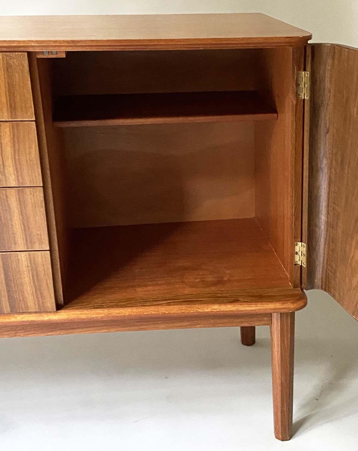 GORDON RUSSELL STANWAY SIDEBOARD, 1960 teak and Indian Laurel, concave with four drawers flanked - Image 5 of 9