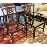 DINING CHAIRS, 99cm H a set of seventeen Chippendale style hardwood including four armchairs. (17)