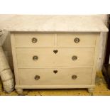 COMMODE, 79cm H x 100cm x 57cm, Scandinavian grey painted pine with white marble top above four