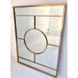 ARCHITECTURAL WALL MIRROR, 1950's Italian style, gilt frame, 121cm x 90cm.