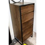 MAKEUP CABINET AND MIRROR, 44cm x 50cm x 178cm, five drawers. (2)