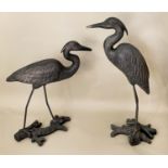 GARDEN SCULPTURAL CRANES, a set of two, 86cm x 28cm x 46cm H at tallest. (2)