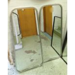 WALL MIRRORS, a pair, 124cm x 57cm Contemporary lozenge design, silvered frames (2)