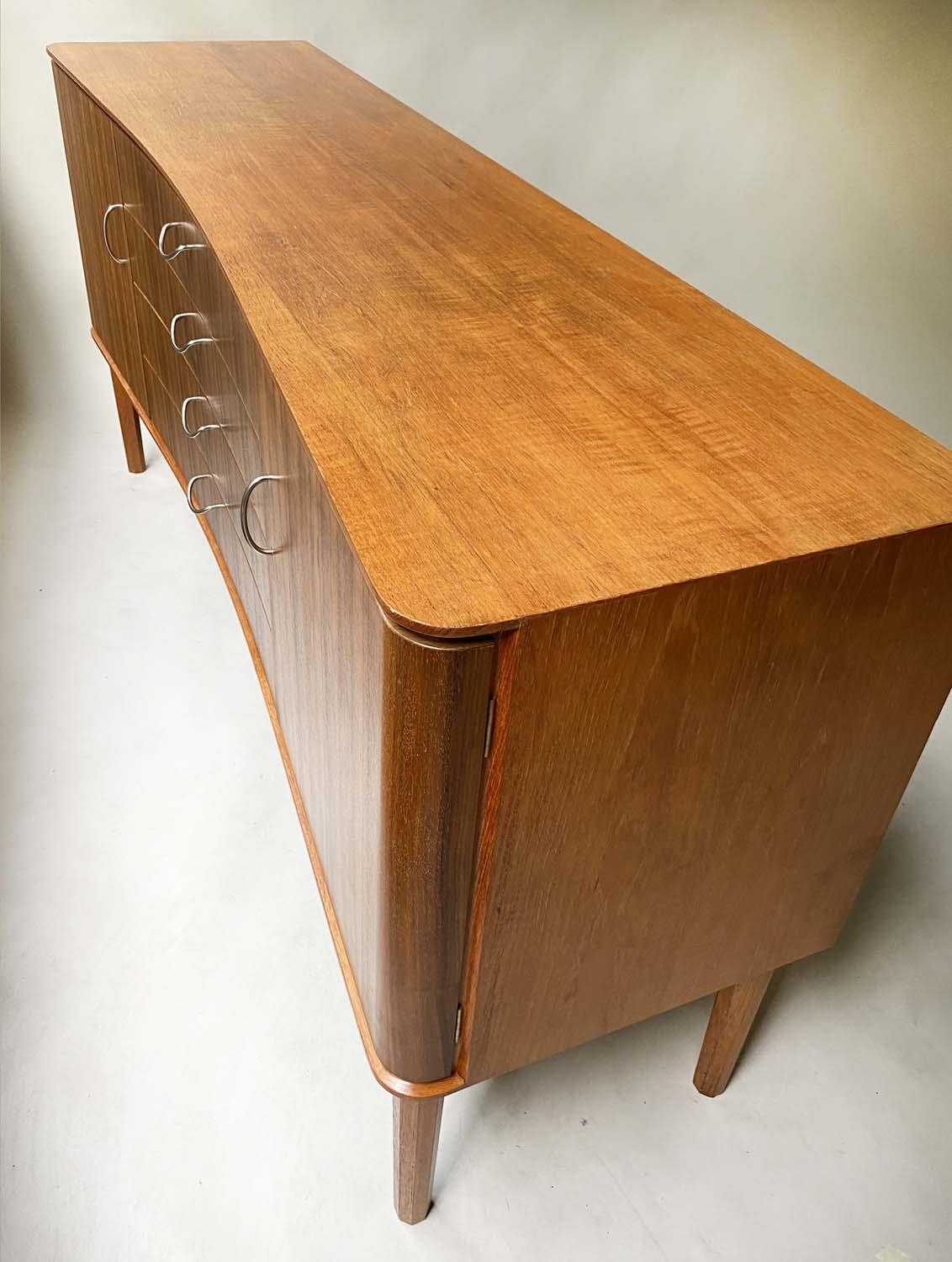 GORDON RUSSELL STANWAY SIDEBOARD, 1960 teak and Indian Laurel, concave with four drawers flanked - Image 3 of 9