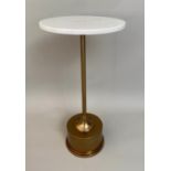 MARTINI TABLE, 60cm x 38cm diam, gilt metal, marble top.