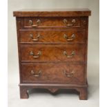 BACHELORS CHEST, George III design burr yewwood with foldover top and four drawers, 59cm x 35cm x