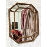 WALL MIRROR, 90cm x 64cm, faux bamboo design.