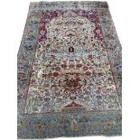 FINE PURE SILK PERSIAN MOHTASHAM KASHAN RUG. 190cm x 131cm