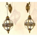 WALL HANGING CANDLE LANTERNS, Regency style, a pair, 90cm x 25cm x 25cm.