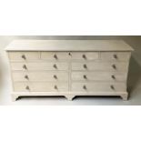 LOW CHEST, 71cm H x 151cm x 43cm George III design grey painted with nine drawers.