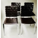 DINING CHAIRS, a set of four, contemporary leather and chrome by Coach House, 88cm H. (4)