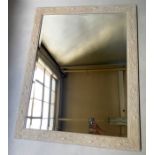 WALL MIRROR, bevelled mirror in grey foliate frame 147cm H x 90cm W