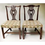 SIDE CHAIRS, a pair, George III period mahogany with pierced and carved splats and Bargello weave