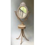 DRESSING MIRROR, Anglo Indian style hardwood and bone inlaid, with adjustable mirror and lidded