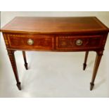 EDWARDS & ROBERTS WRITING TABLE, late 19th century mahogany and satinwood crossbanded with two