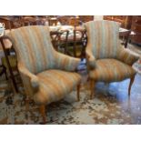 ARMCHAIRS, a pair, 74cm x 102cm H Napoleon III manner, each with patterned upholstery. (2)