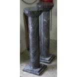 PEDESTALS, 81cm H x 24cm W, a pair, grey marble. (2)