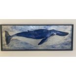 CONTEMPORARY SCHOOL STUDY OF A WHALE, framed, 120cm x 44cm.