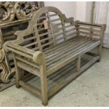 LUTYENS STYLE GARDEN BENCH, 104cm H x 165cm, weathered teak.