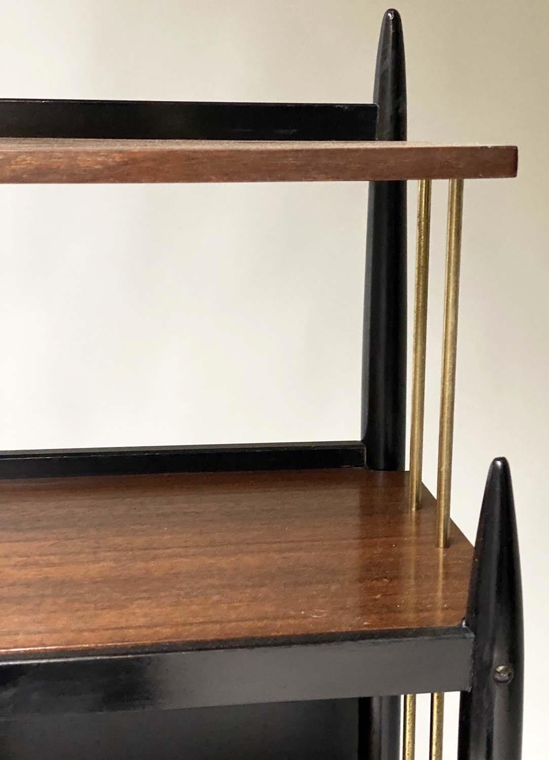 BOOKCASE, mid 20th century, teak and ebonised, with brass caps, 104cm x 98cm H x 32cm. - Image 2 of 5