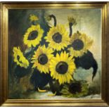HENRI JOSEPH PAUWELS (Belgian 1903-1983), 'Sunflowers', oil on canvas, 83cm x 84cm, framed.