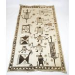 KORHOGO CLOTH, Ivory Coast, hand painted cotton with symbolic animal and figurative depictions,