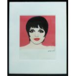 ANDY WARHOL ' Liza Minnelli', 1978, lithograph, numbered 83/100 Leo Castelli Gallery, Edited by