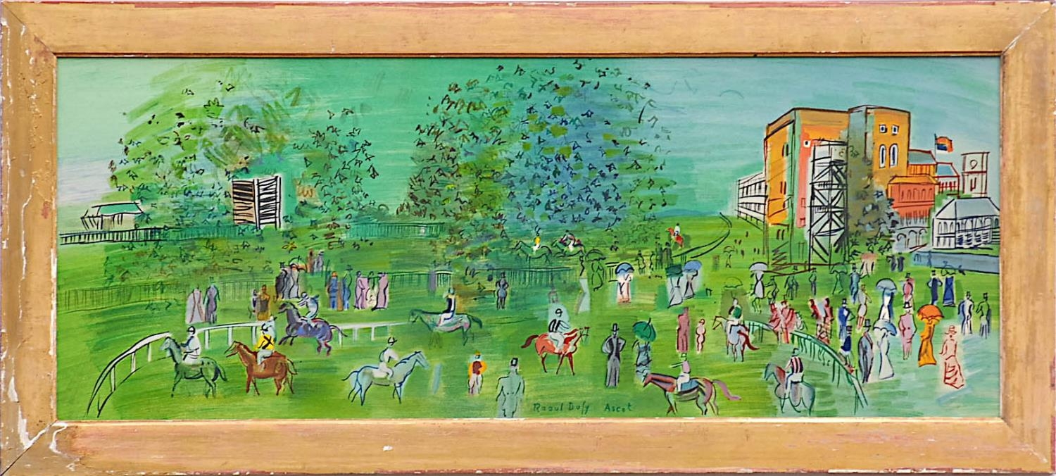 RAOUL DUFY 'Ascot', lithograph on wove paper, ref. Mourlot, 40cm x 100cm, framed and glazed.
