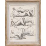 HENRI MOORE 'Reclining Figures', offset lithograph, 45cm x 33cm, in a vintage French frame.