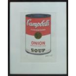 ANDY WARHOL 'Campbell's Onion Soup', 1968, lithograph, numbered 90/100 Leo Castelli Gallery,