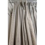 CURTAINS, two, diamond pattern ends, 270cm drop x 120cm. (2)