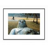 STEVE McCURRY 'A Man Rides past a Buddha Statue in a Park in Mandalay, Burma', lithograph, edition