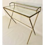 MAISON JANSES STYLE WRITING DESK, 87cm x 95cm x 42cm, gilt metal and glass.