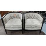 PIERRE FREY FABRIC UPHOLSTERED ARMCHAIRS, a pair, 75cm W. (2)