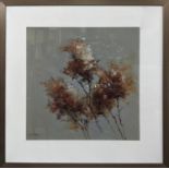 CONTEMPORARY SCHOOL DIPTYCH, 59cm x 59cm, untitled floral studies, framed and glazed. (2)