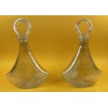 DECANTERS, a pair, 40cm x 25cm, Murano style glass. (2)