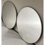 WALL MIRRORS, a pair, circular, metal framed, 80cm Diam. (2)