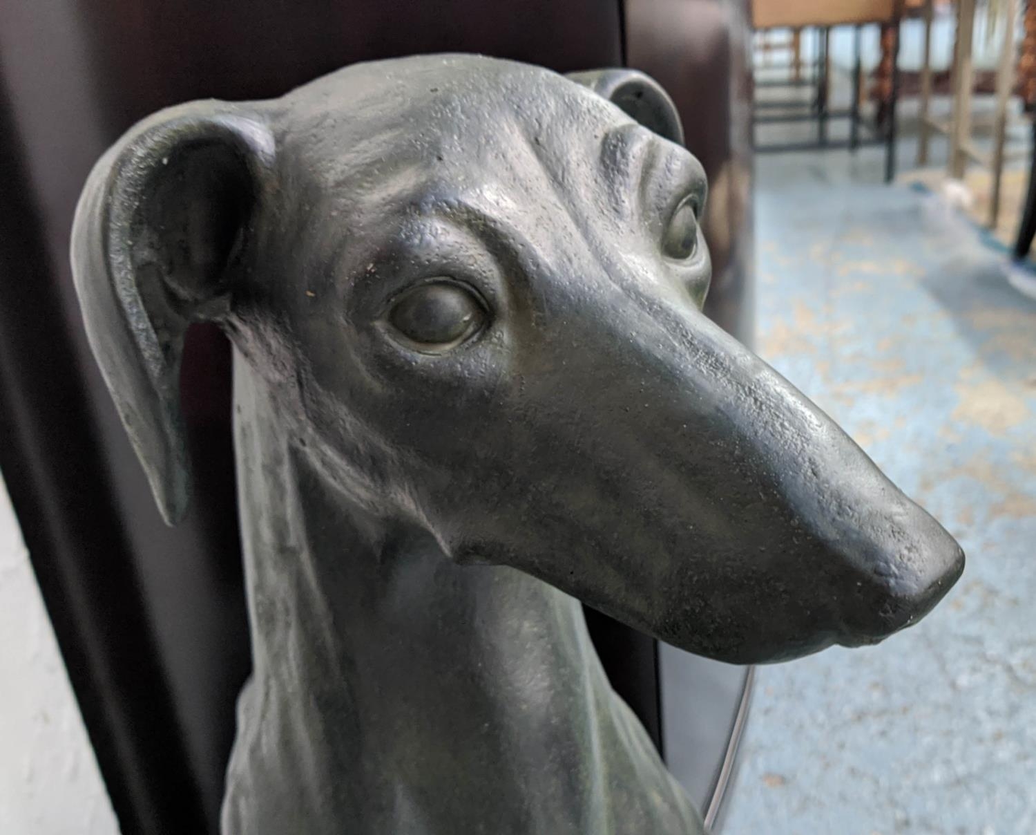 CONTEMPORARY SCHOOL SCULPTURAL HOUNDS, a pair, 74cm H. (2) - Image 2 of 3