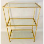 ETAGERE, 61cm x 31cm x 86cm, 1960's French style, gilt metal and glass.