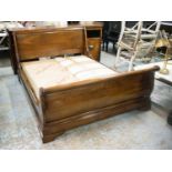 SLEIGH BED, 96cm H x 220cm L x 155cm, 142cm internal W, French style cherrywood with slats and