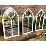 ARITECTURAL GARDEN MIRRORS, 103cm x 54cm, a set of three, white painted. (3)