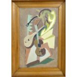 MANNER OF JUAN GRIS 'Still Life with Mandolin & Guitar', oil on board, 45cm x 30cm.