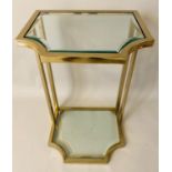 MARTINI TABLE, 60cms x 40cms x 53cms, gilt metal, bevelled glass.