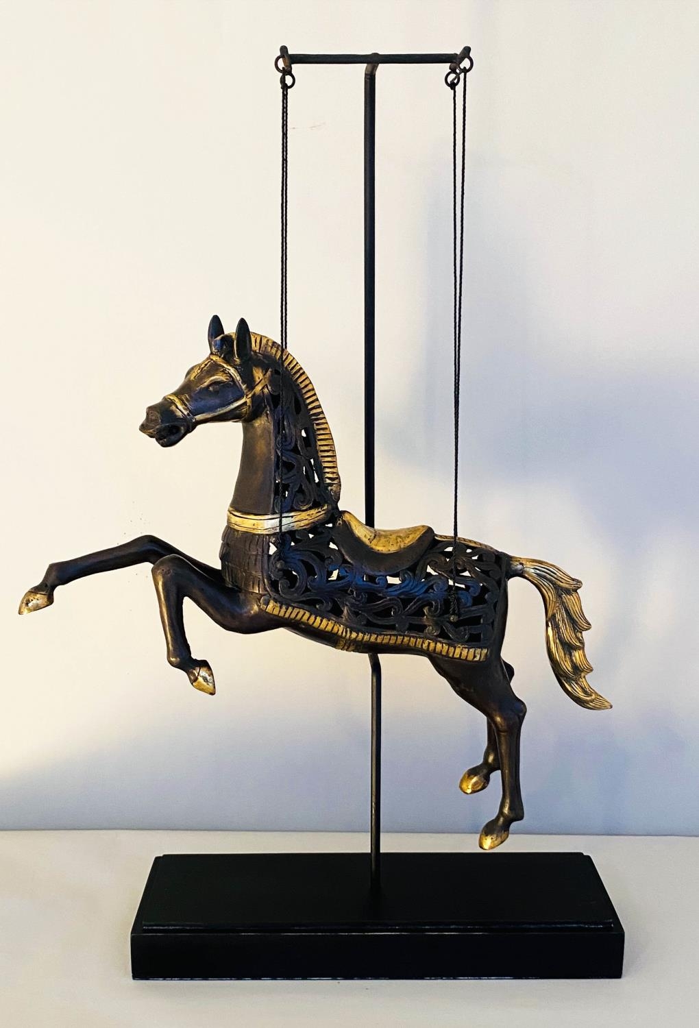 CONTEMPORARY SCHOOL, sculptural suspended carousel horse, 90cm H.